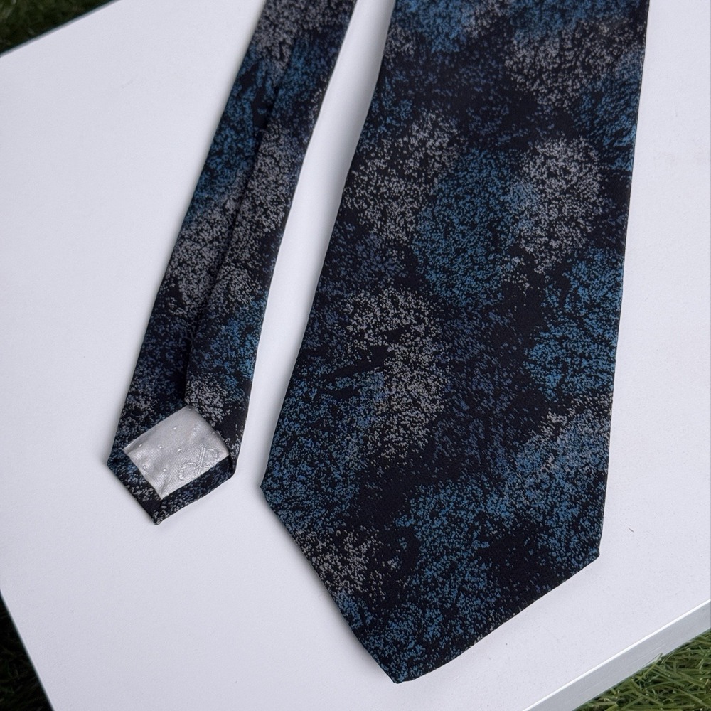 Carlo Palazzi Silk Tie Mens Black Blue Gray Abstract Handmade Italy